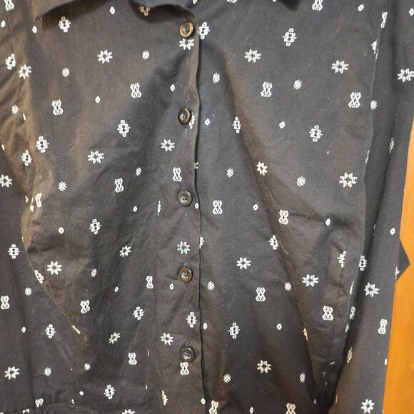 Torrid Midi Poplin Collared Shirt dress Geo symbols sz 2 - Picture 4 of 5